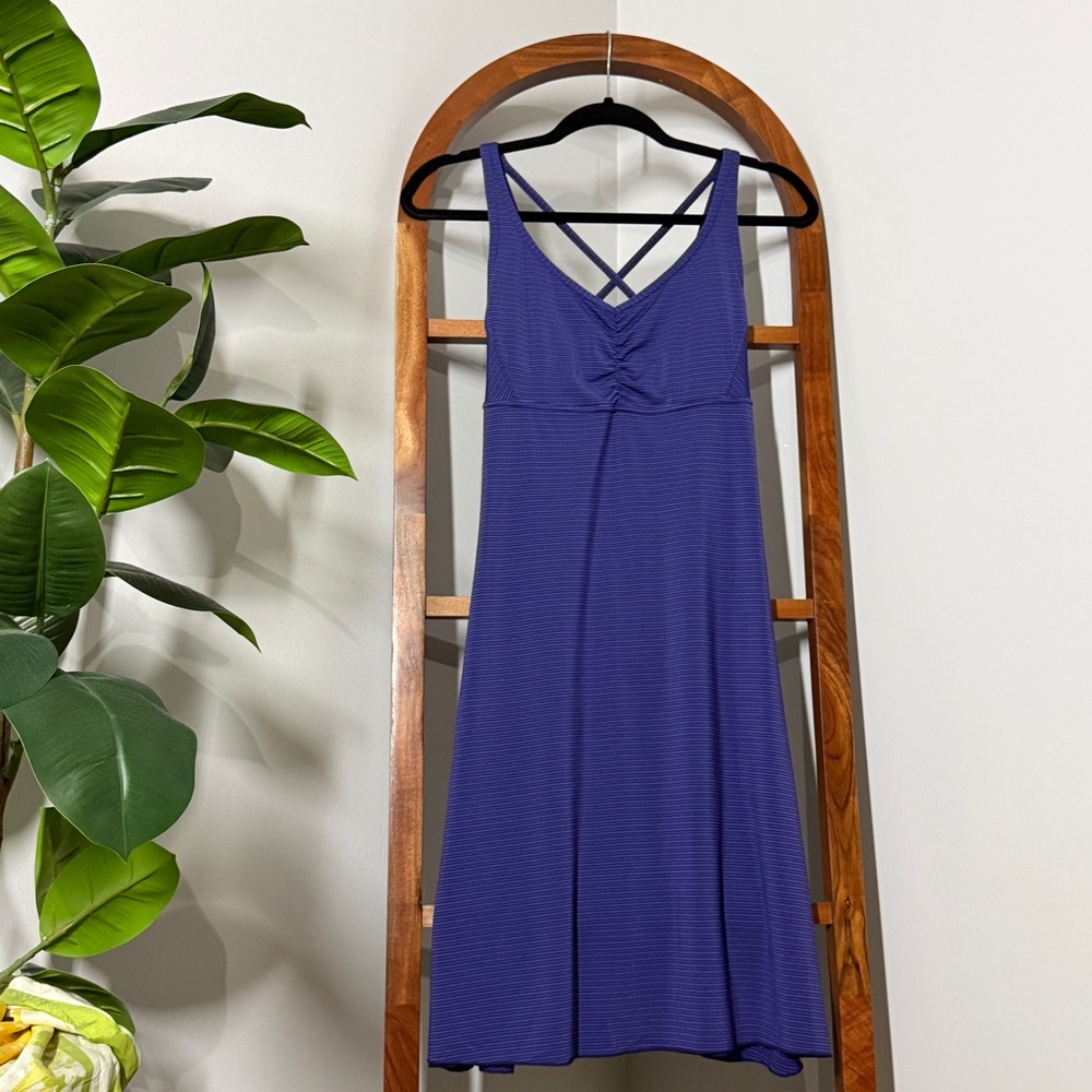 Prana SMALL Purple Blue Stripe Athletic Strappy Back Rebecca Dress